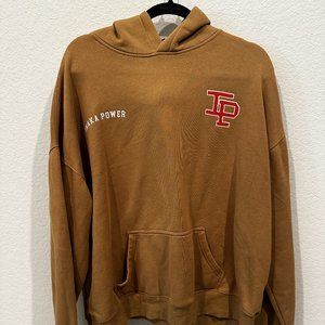 Inaka Power Men's Brown long Sleeve Mini logo hoodie Pullover Casual Size XL